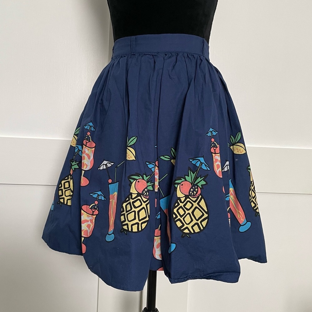 Modcloth Tiki Time Cocktail Print A Line Skirt